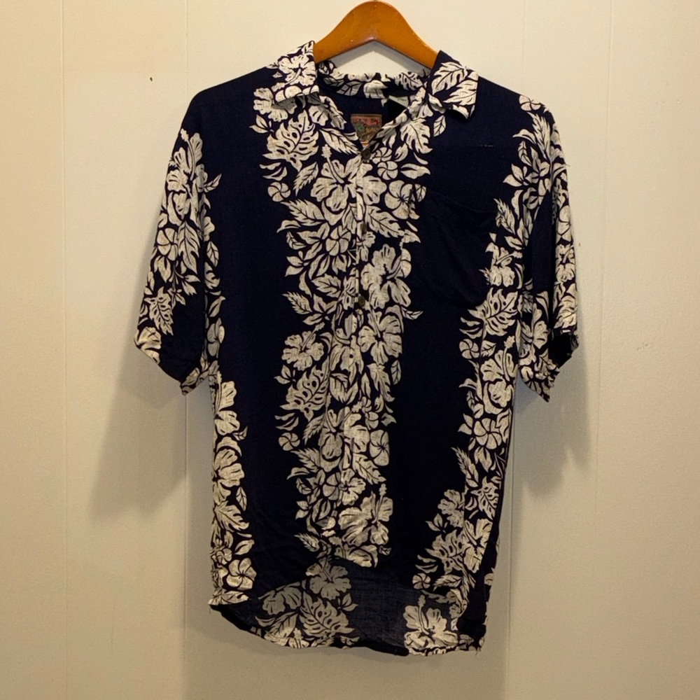 Pineapple Connection Womens Hawaiian shirt Hibiscus Pattern Large FREE SHIPPING